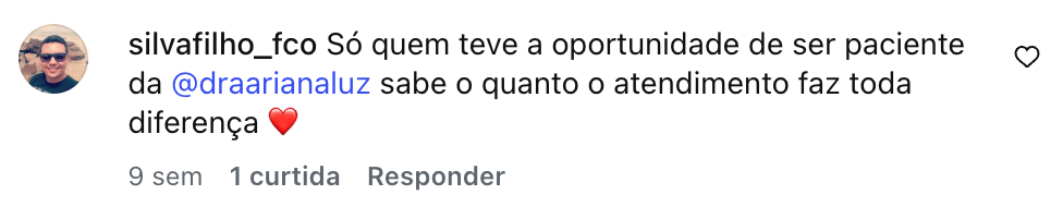 Avaliação da paciente silvafilho_fco sobre atendimento oncológico com a Dra. Ariana Luz
